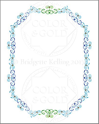 8"x10" Blue & Green Vines Border - Color & Gold LLC © Bridgette Kelling