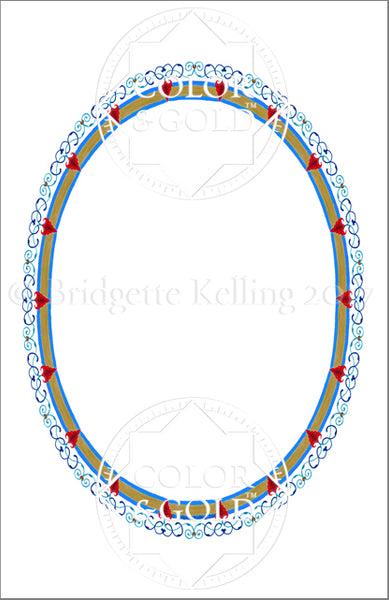 5.5"x8.5" Heart Oval Border - Color & Gold LLC © Bridgette Kelling