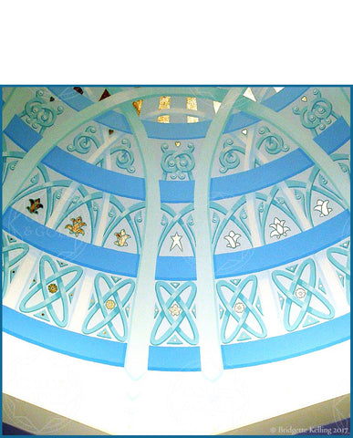 Section of a 15” diameter blue painted & gilded dome for the Portland, Oregon Bahá'í Center - Color & Gold LLC © Bridgette Kelling