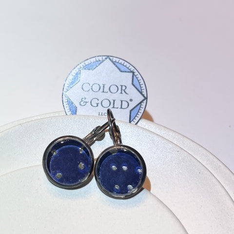 French Lever Back 12mm “Big Dipper” earrings hand gilded with 24k palladium leaf