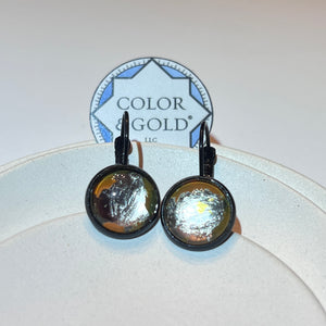 12mm Burnt Pumpkin Brown French Lever Back earrings hand gilded with caplain leaf.
