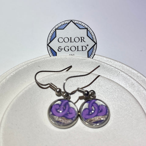 12mm “L.B. Purple Rings” Earrings hand gilded with 24K palladium leaf