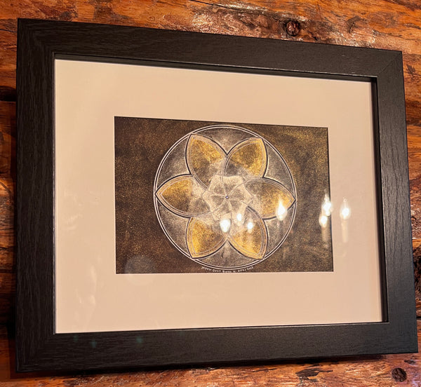 “Moon Dust Beta” (gold background) - Original, Framed SOLD