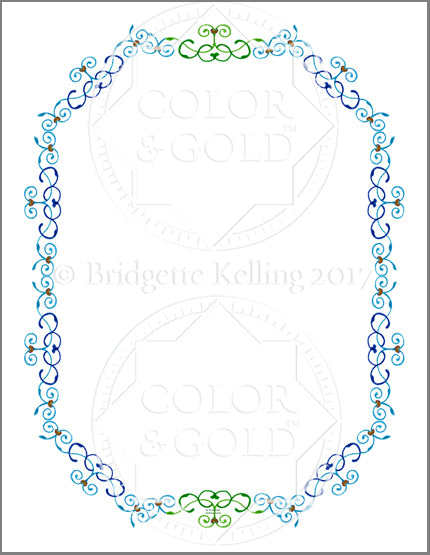 8.5"x11" Blue & Green Vines Border - Color & Gold LLC © Bridgette Kelling
