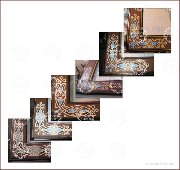 Painting process for gold gilded ornamental frame for the US Bahá'í National Center - Color & Gold LLC © Bridgette Kelling