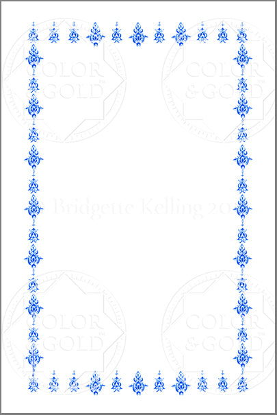 4"x6" Blue Stencil Border - Color & Gold LLC © Bridgette Kelling