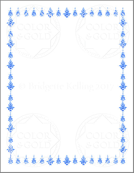 8.5"x11" Blue Stencil Border - Color & Gold LLC © Bridgette Kelling